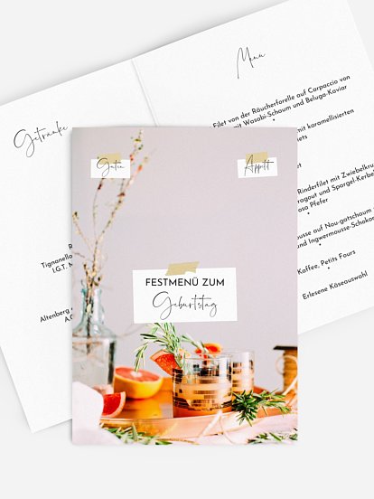 Menükarte Geburtstag Zeitreise