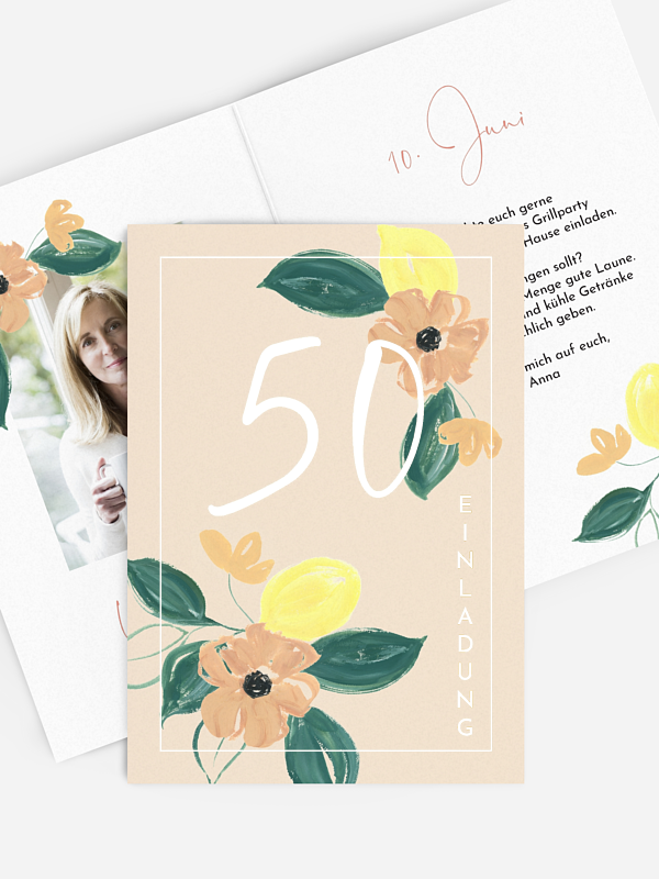 Einladung 50. Geburtstag Blooming Day