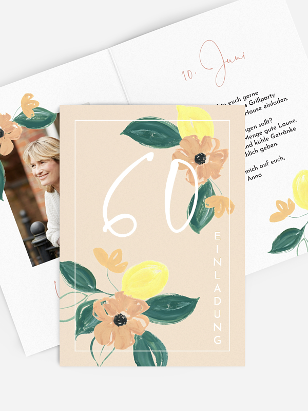 Einladung 60. Geburtstag Blooming Day