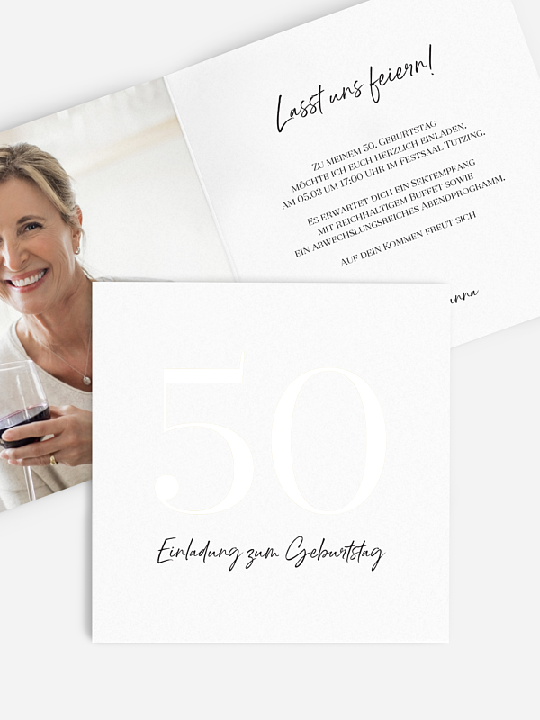 Einladung 50. Geburtstag Zahlenfokus