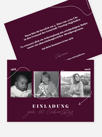 Einladung 40. Geburtstag Lebenslinie