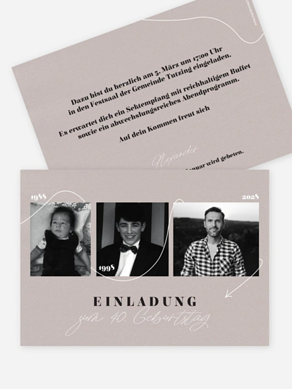 Einladung 40. Geburtstag Lebenslinie