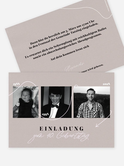 Einladung 40. Geburtstag Lebenslinie