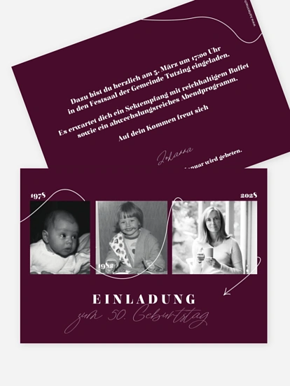 Einladung 50. Geburtstag Lebenslinie
