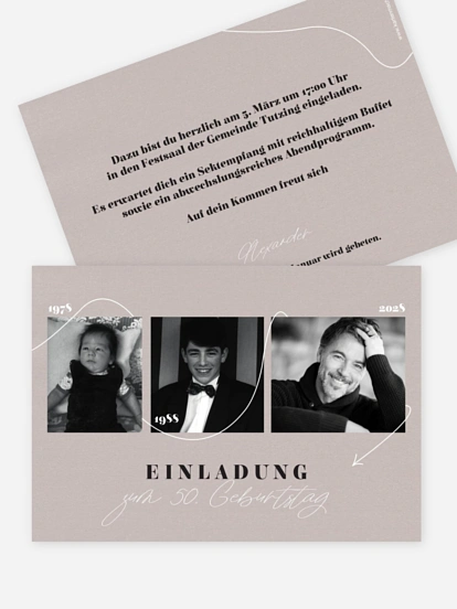 Einladung 50. Geburtstag Lebenslinie