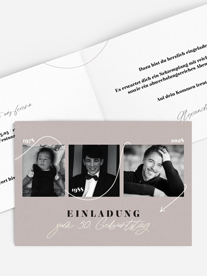 Einladung 50. Geburtstag Lebenslinie