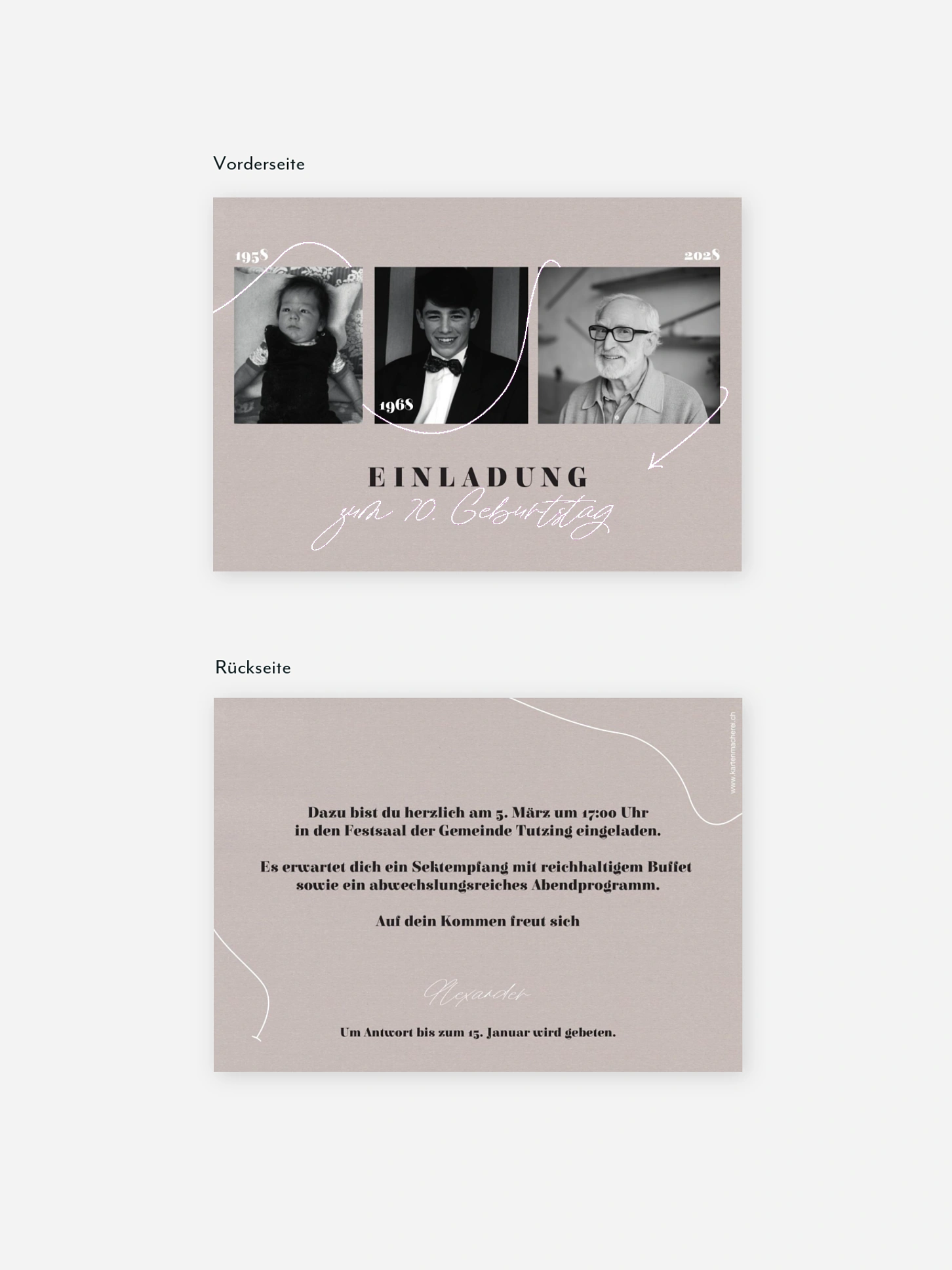 Einladung 70. Geburtstag Lebenslinie