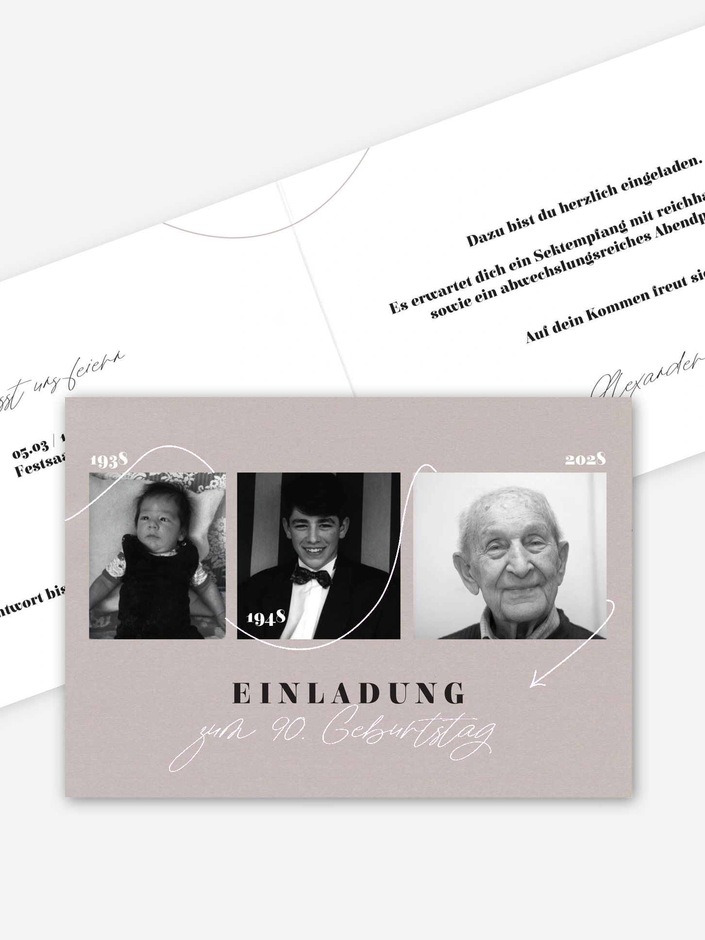 Einladung 90. Geburtstag Lebenslinie
