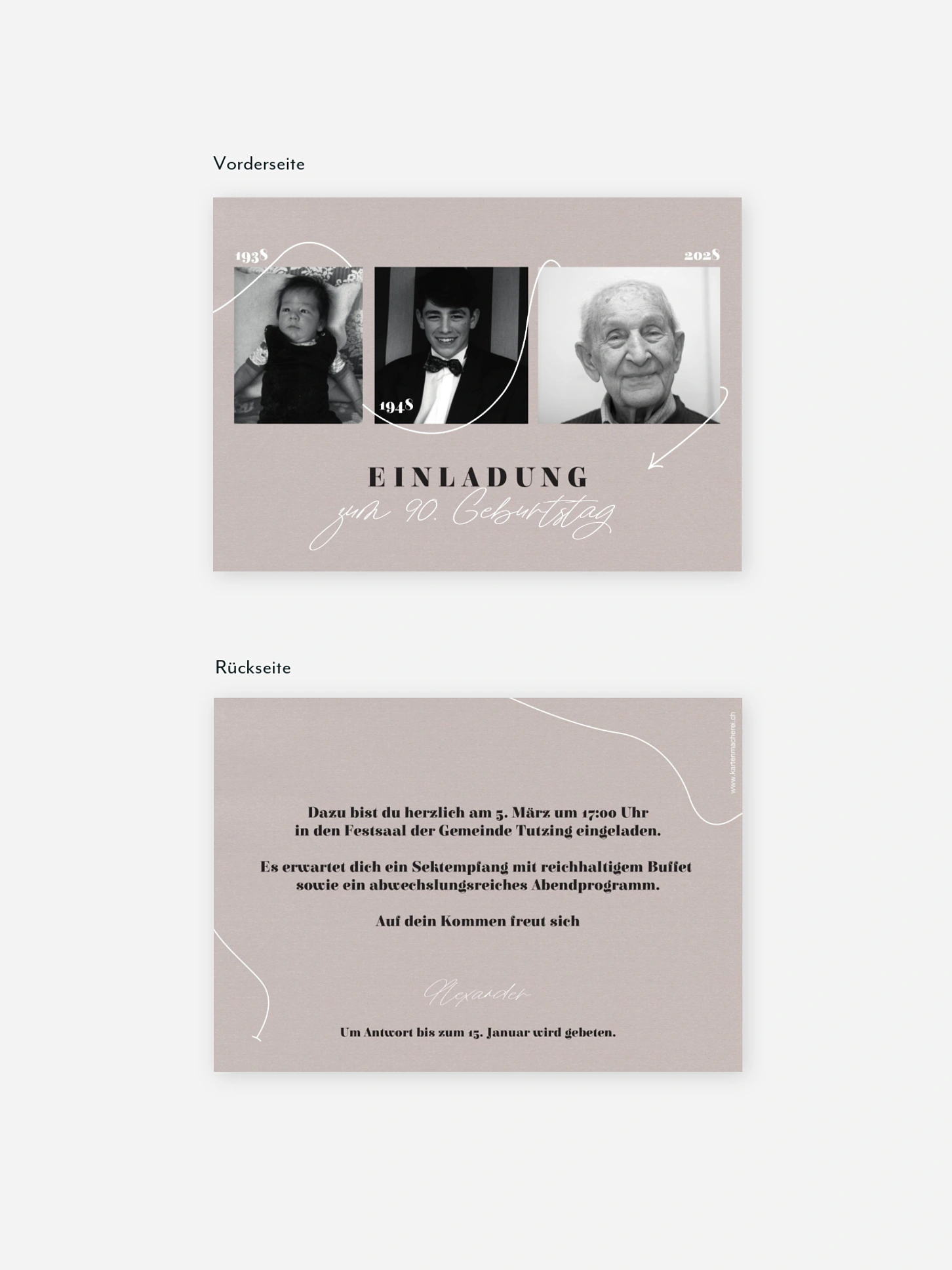 Einladung 90. Geburtstag Lebenslinie