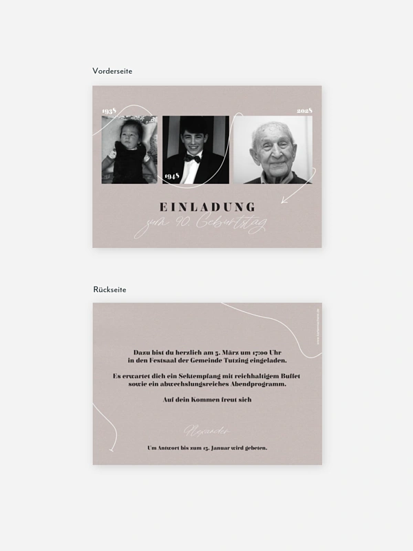 Einladung 90. Geburtstag Lebenslinie