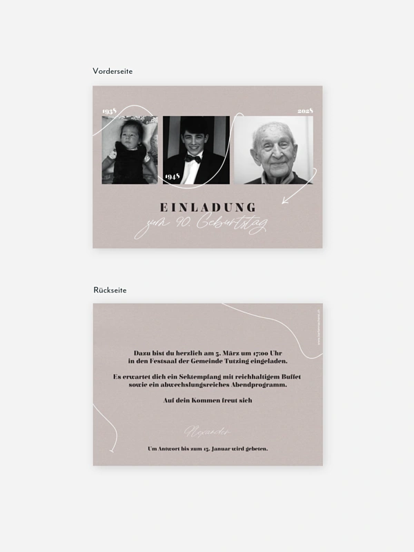 Einladung 90. Geburtstag Lebenslinie