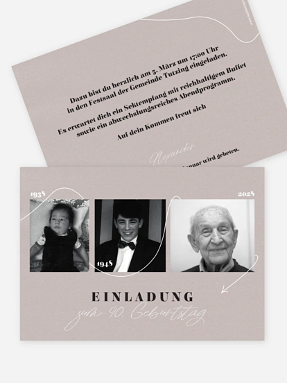 Einladung 90. Geburtstag Lebenslinie