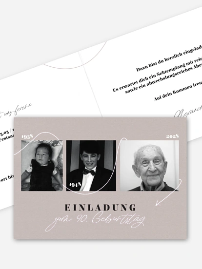Einladung 90. Geburtstag Lebenslinie
