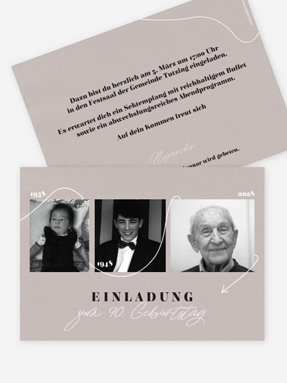 Einladung 90. Geburtstag Lebenslinie