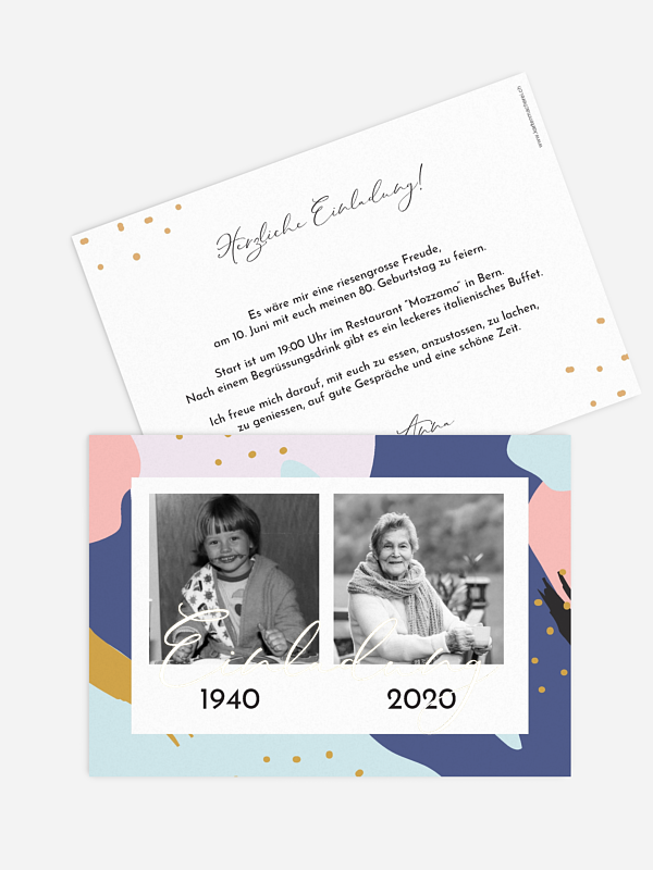 Einladung 80. Geburtstag Pattern