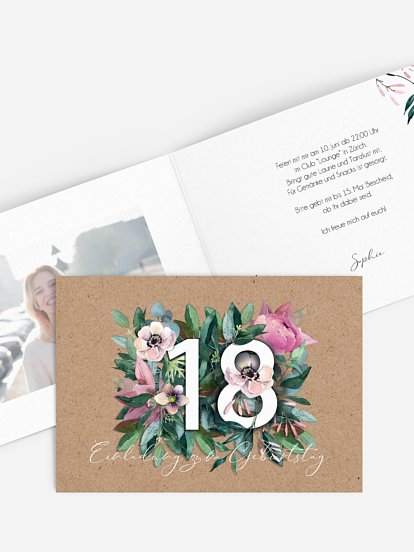 Einladung 18. Geburtstag Bloom
