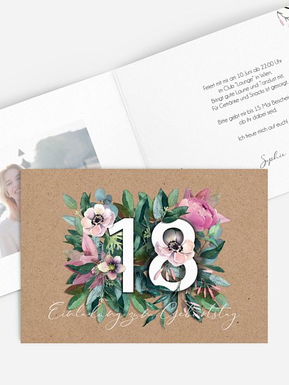 Einladung 18. Geburtstag Bloom