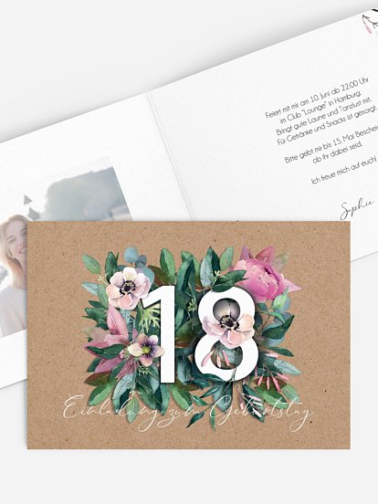 Einladung 18. Geburtstag Bloom