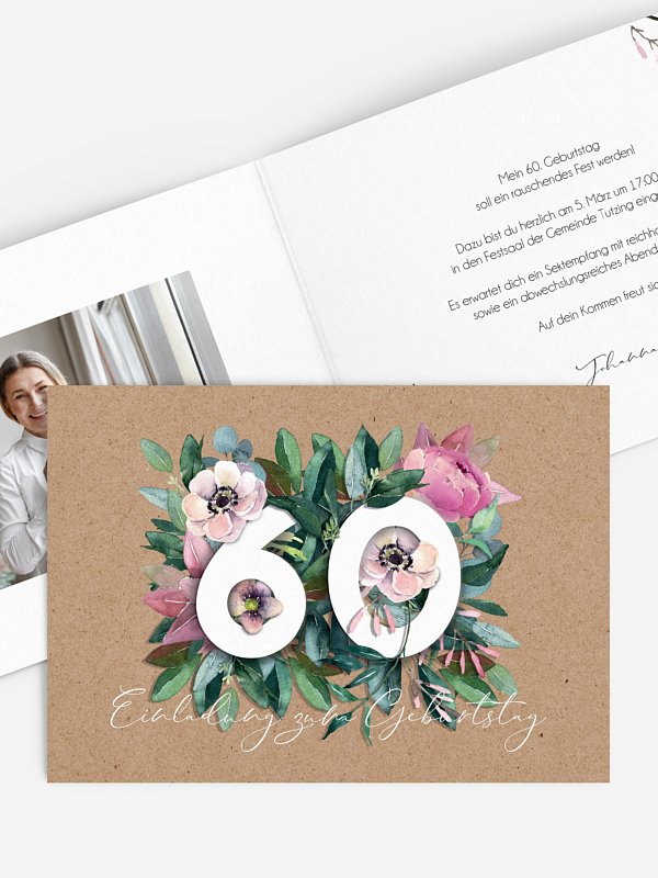 Einladung 60 Geburtstag Bloom
