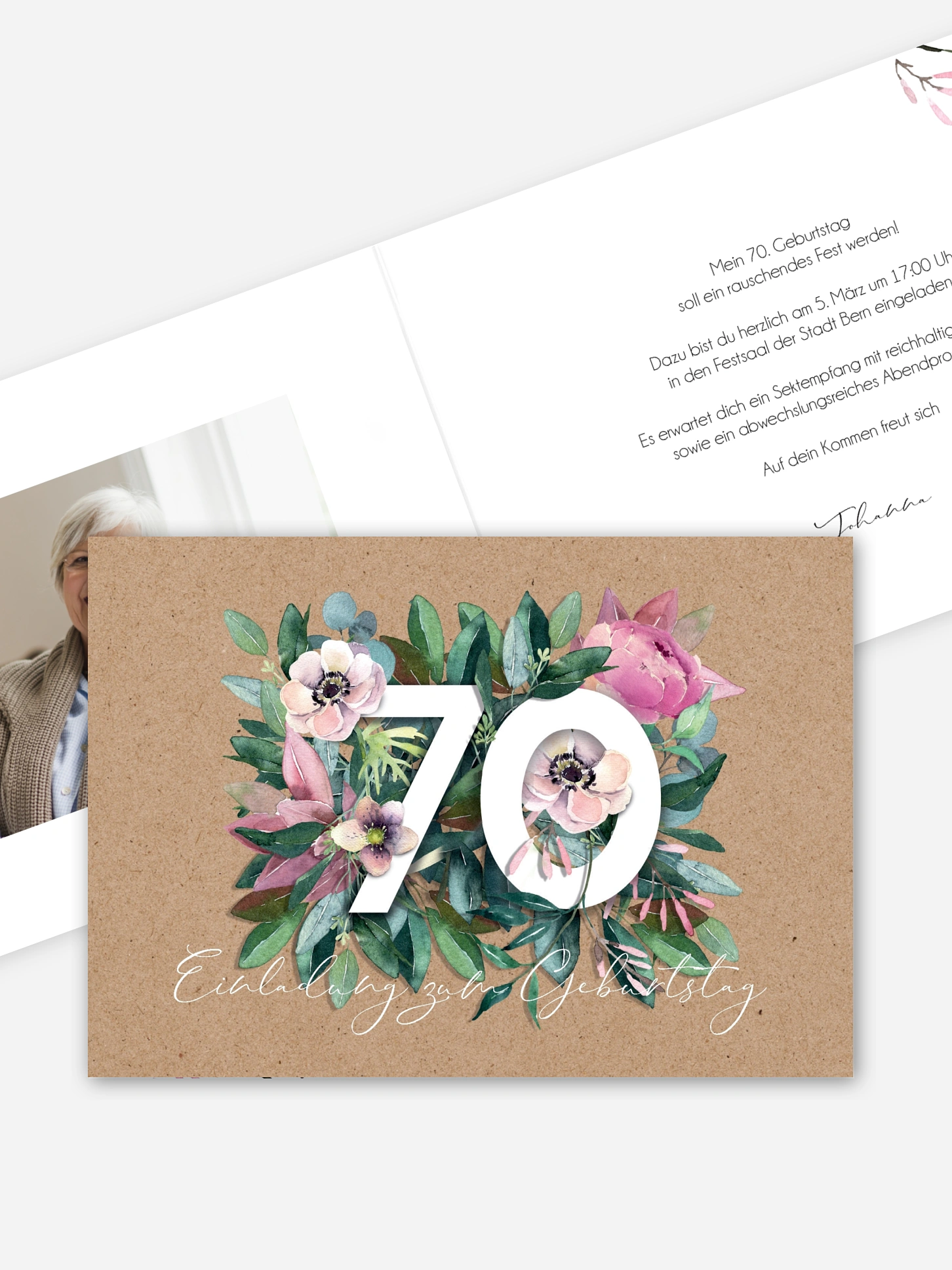 Einladung 70. Geburtstag Bloom