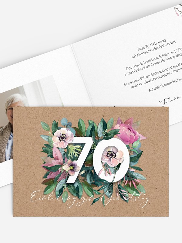 Einladung 70. Geburtstag Bloom