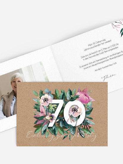 Einladung 70. Geburtstag Bloom