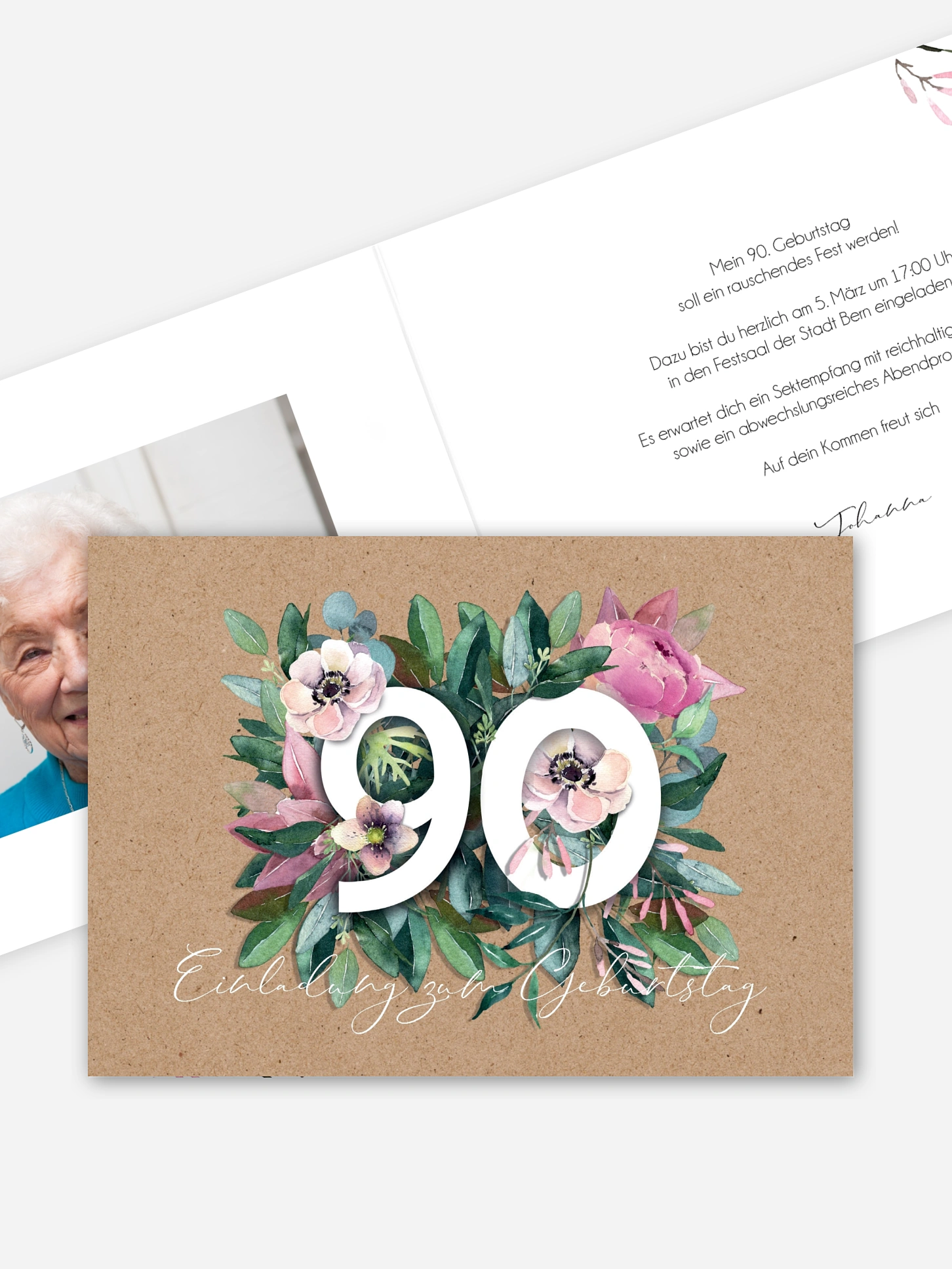 Einladung 90. Geburtstag Bloom