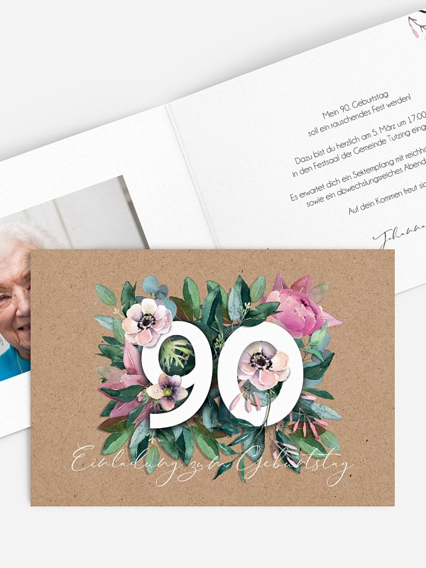 Einladung 90. Geburtstag Bloom