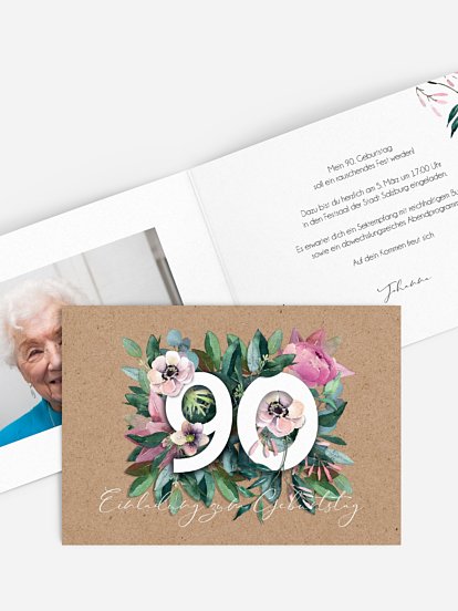 Einladung 90. Geburtstag Bloom