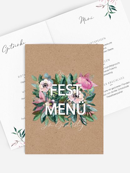 Menükarte Geburtstag Bloom