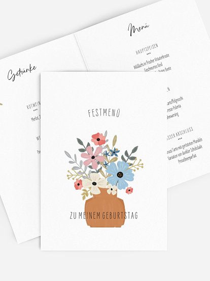 Menükarte Geburtstag Blumenbukett