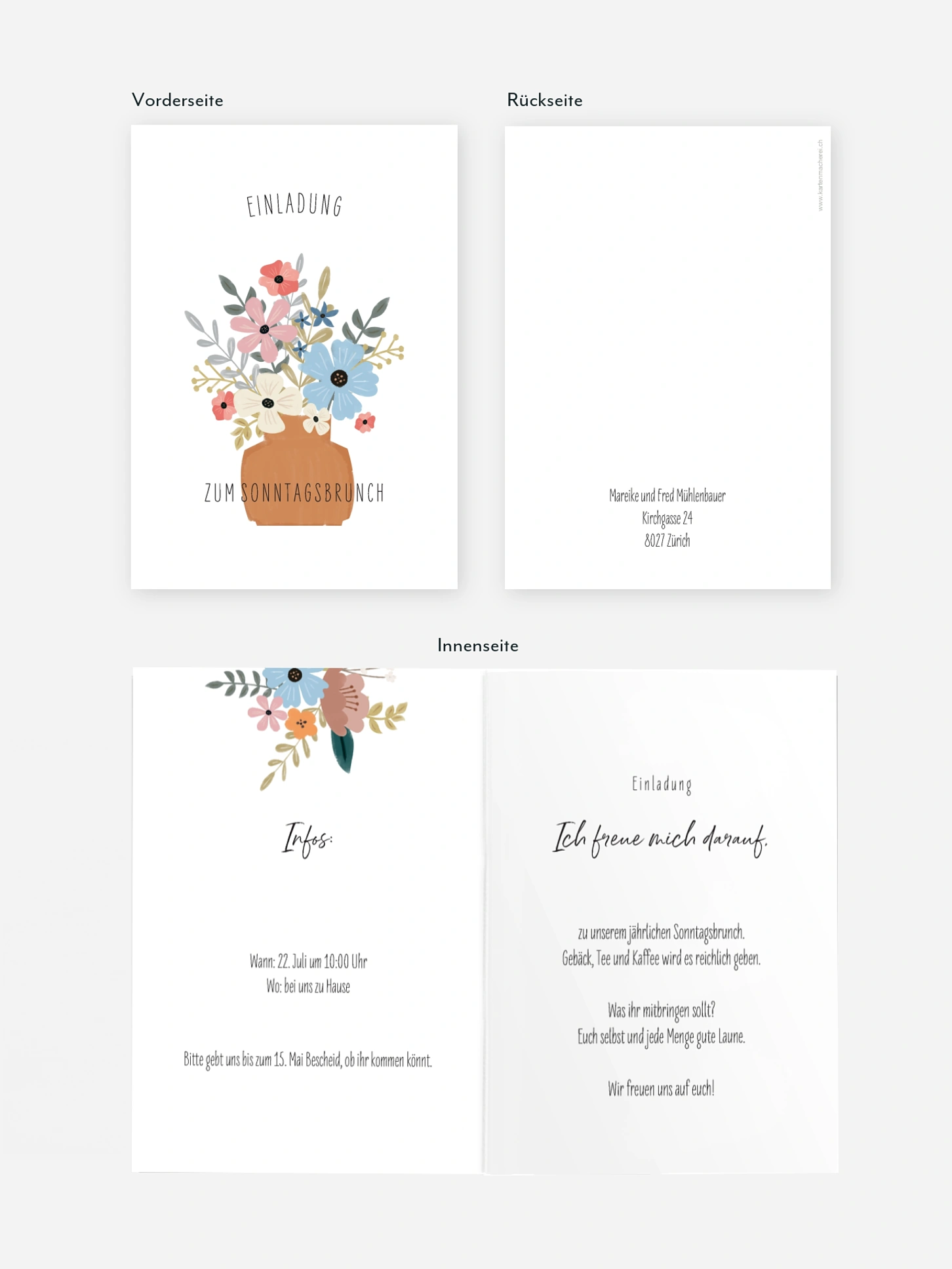 Partyeinladung Blumenbukett