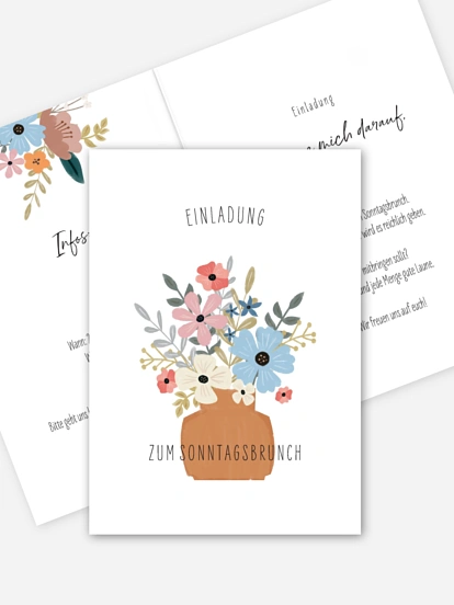 Partyeinladung Blumenbukett