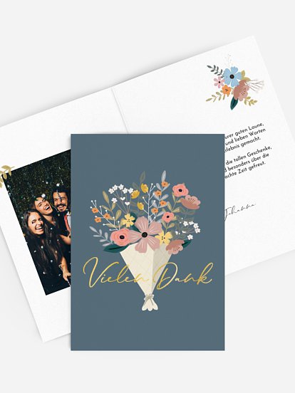 Dankeskarte Geburtstag Blumenstrauß
