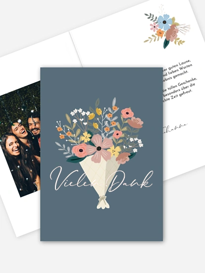 Dankeskarte Geburtstag Blumenstrauß