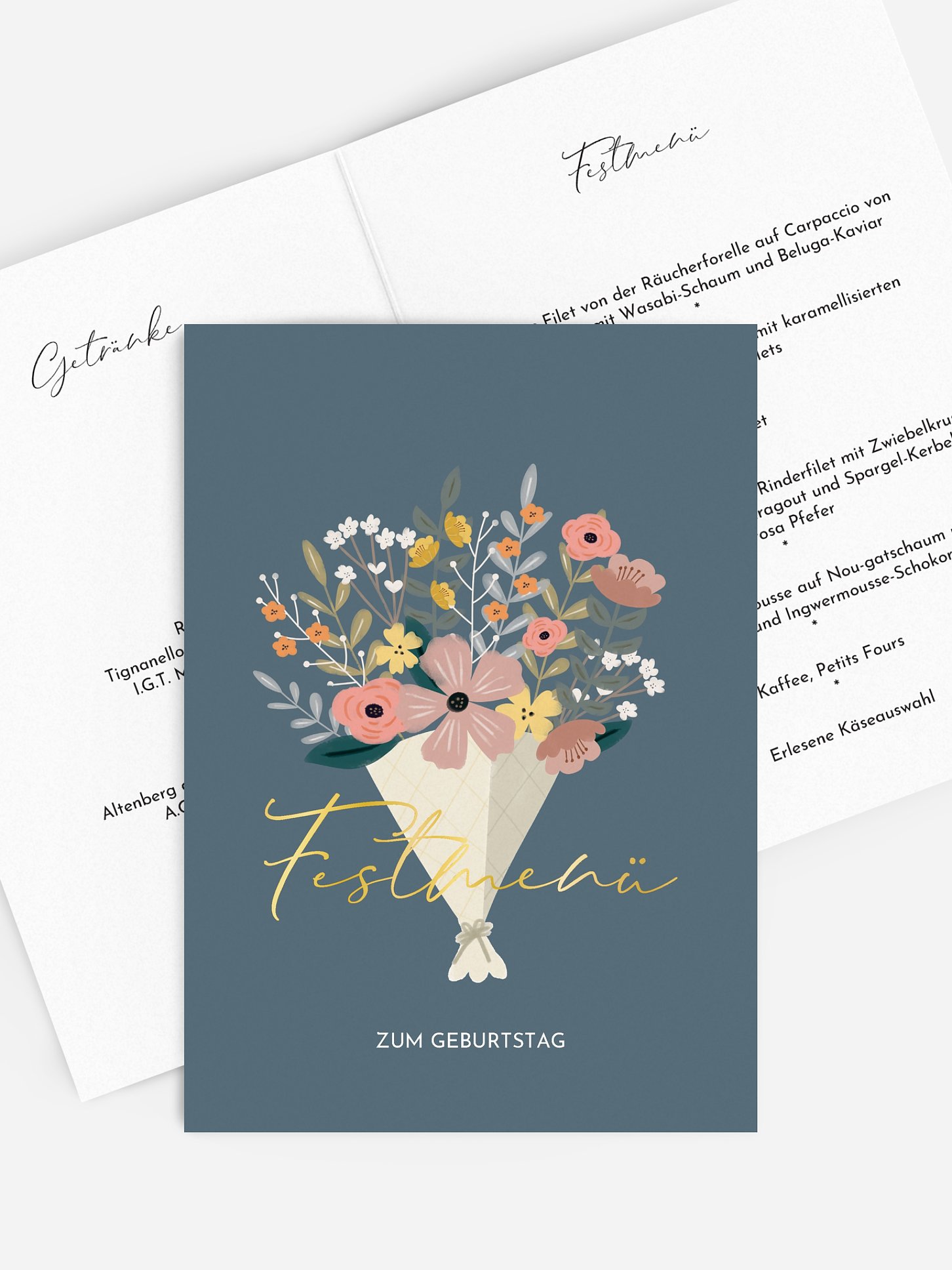 Menükarte Geburtstag Blumenstrauß