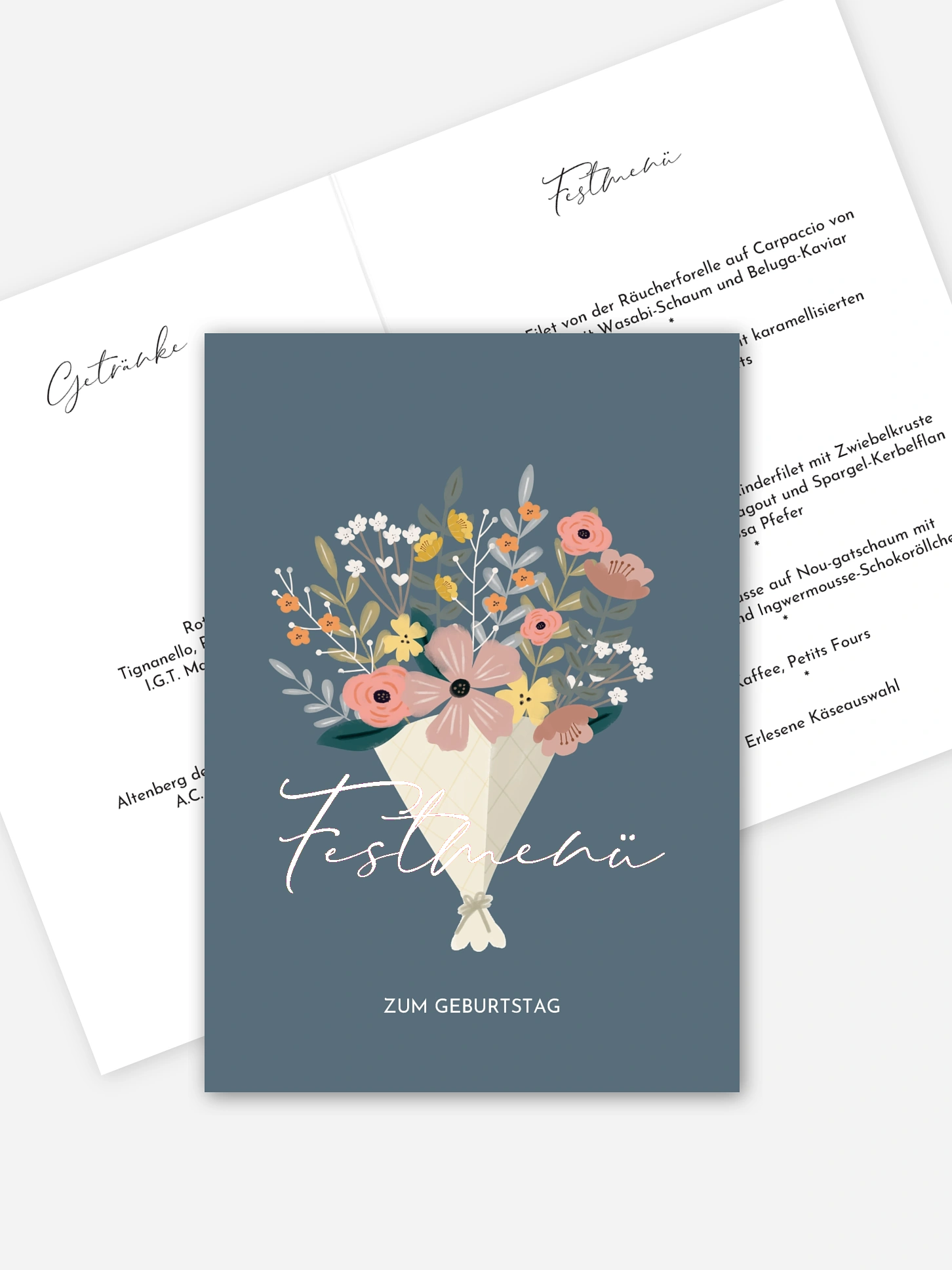 Menükarte Geburtstag Blumenstrauß