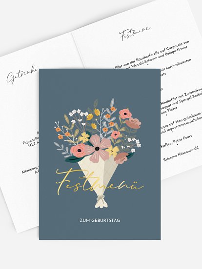 Menükarte Geburtstag Blumenstrauß