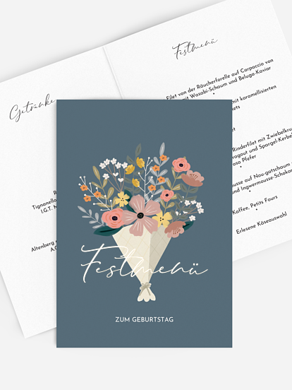 Menükarte Geburtstag Blumenstrauß