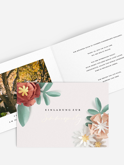 Partyeinladung Papierblüten