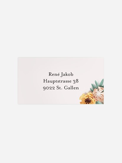 Empfängeraufkleber Geburtstag Papierblüten