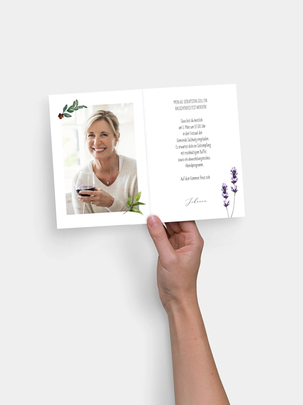 Einladung 60. Geburtstag Blumenvoll