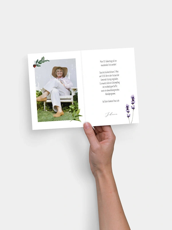 Einladung 70. Geburtstag Blumenvoll