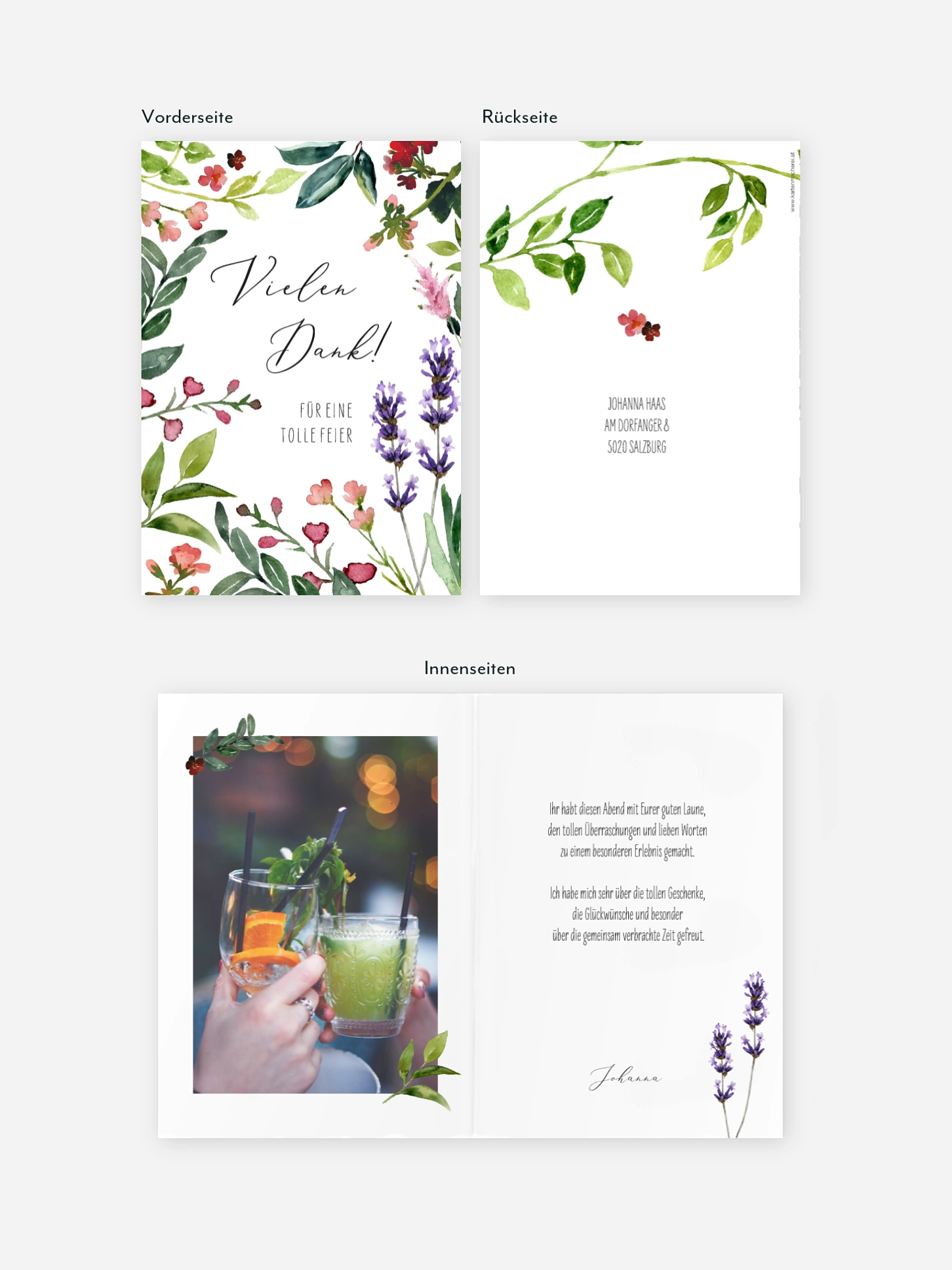 Dankeskarte Geburtstag Blumenvoll