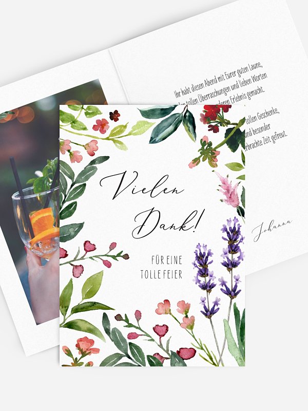 Dankeskarte Geburtstag Blumenvoll