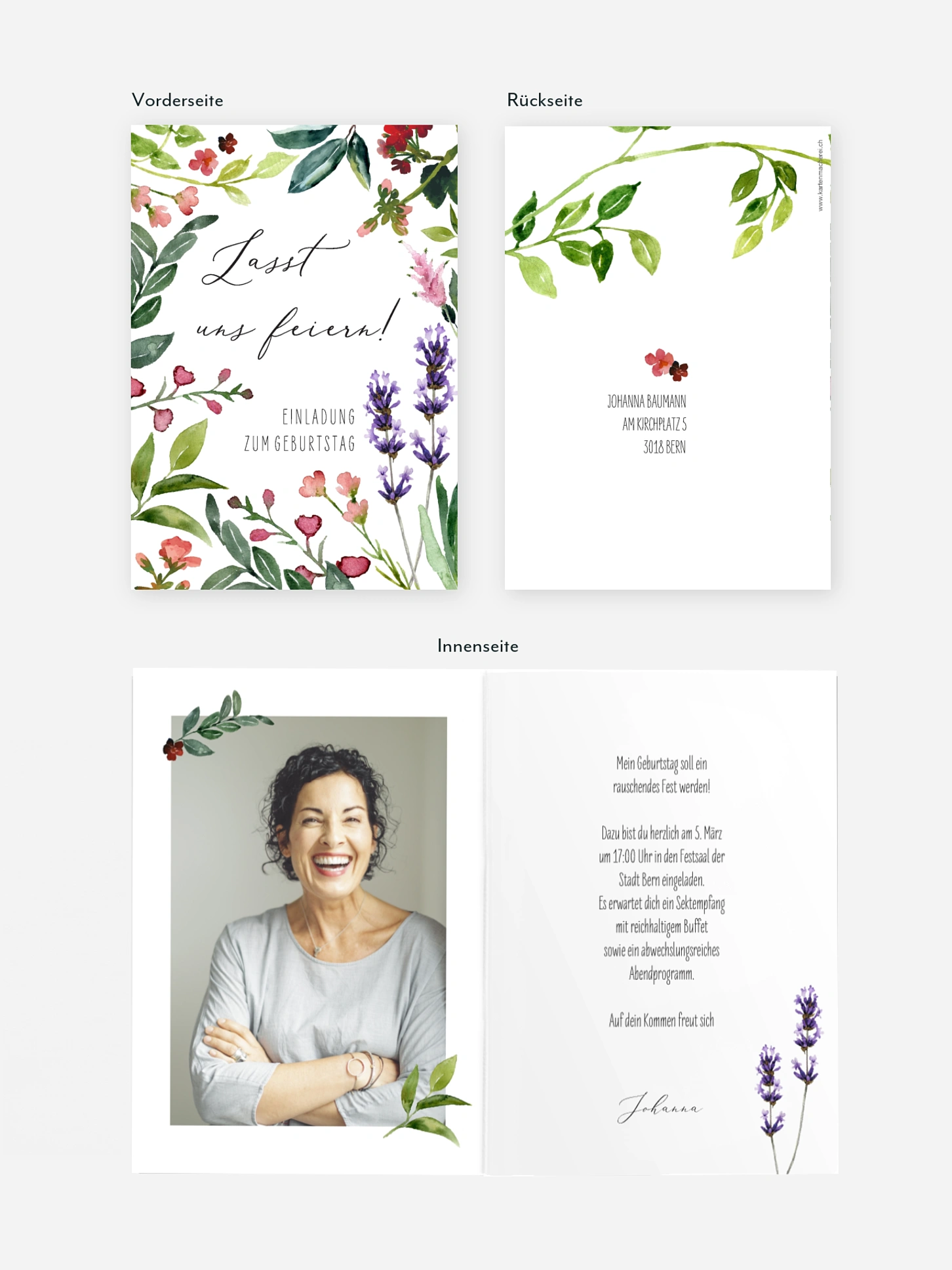 Geburtstagseinladung Blumenvoll