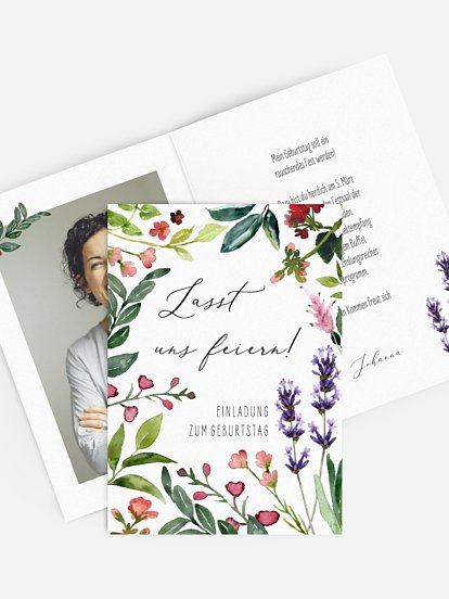 Geburtstagseinladung Blumenvoll