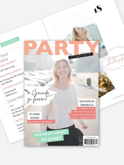 Einladung 18. Geburtstag Party Magazin