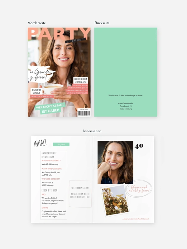 Einladung 40. Geburtstag Party Magazin