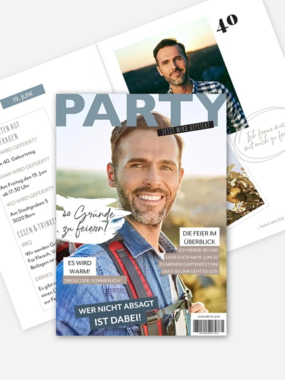 Einladung 40. Geburtstag Party Magazin